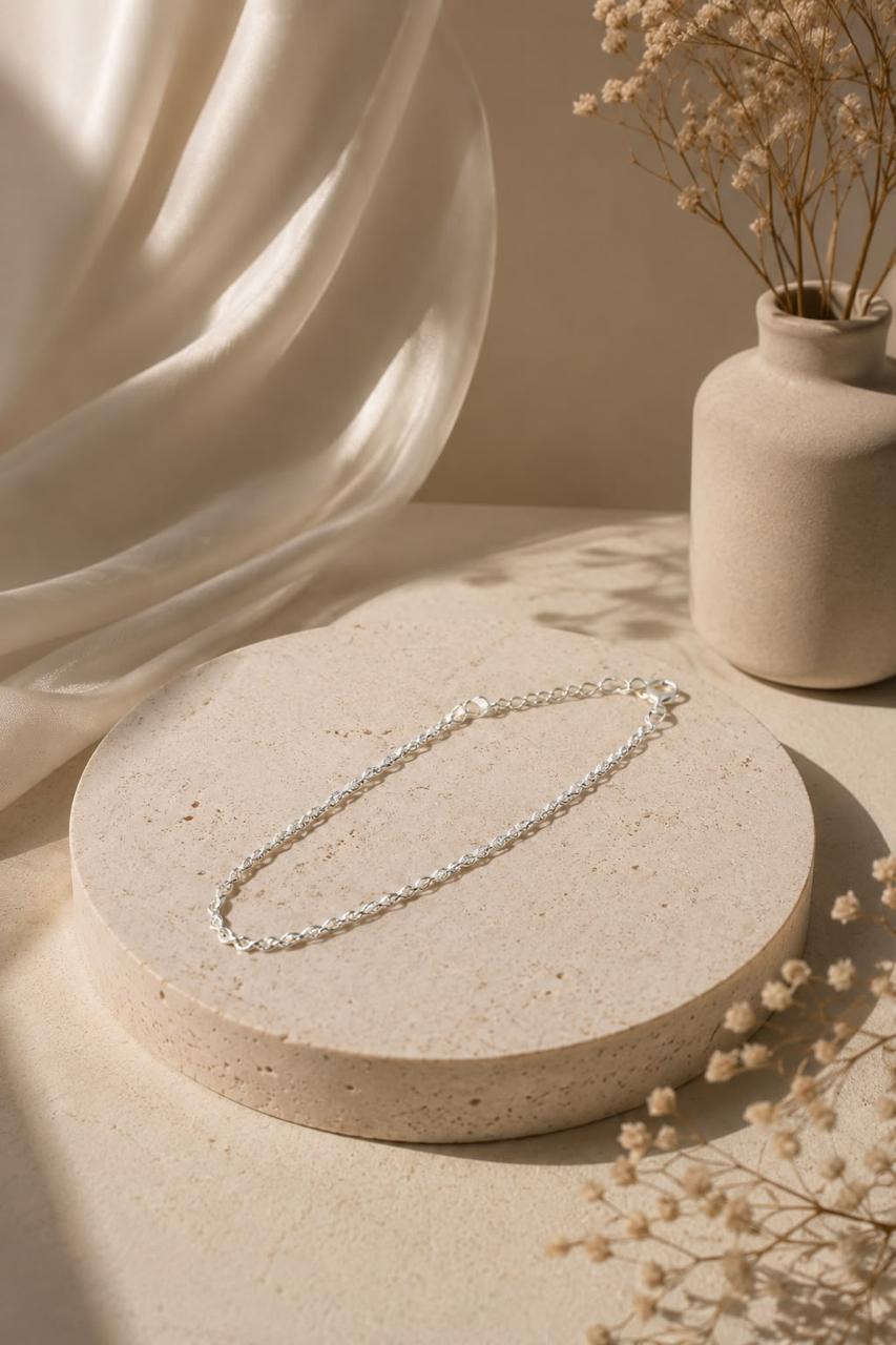 PULSEIRA TRANÇADA — SEMIJOIAS — PRATA 50