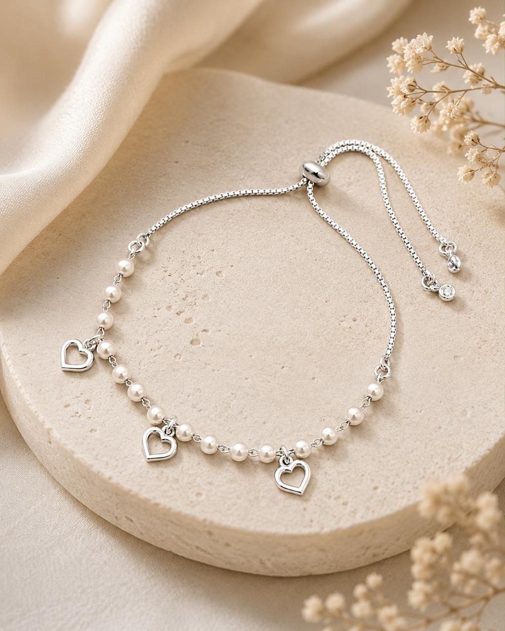 PULSEIRA PÉROLA AJUSTÁVEL — SEMIJOIAS — PRATA 50