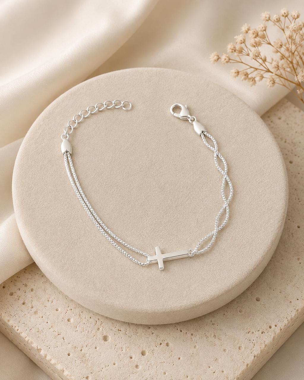 PULSEIRA CRUZ — SEMIJOIAS — PRATA 50